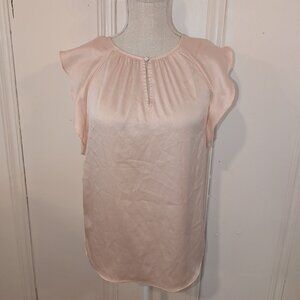 White House Black Market Pink Flutter Sleeve Top